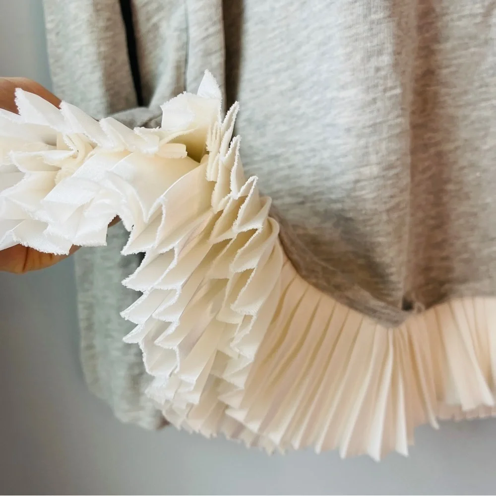 J. Crew Crewneck Sweater with Pleated Fringe Hem